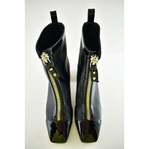 Christian Louboutin Kimi 55 Black Patent Leather Block Heel Zip Ankle Boot 37.5 - Picture 7 of 12